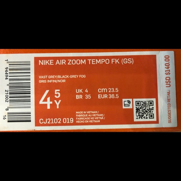 Nike AIR ZOOM TEMPO FK (GS) Size 4.5 - Picture 11 of 11